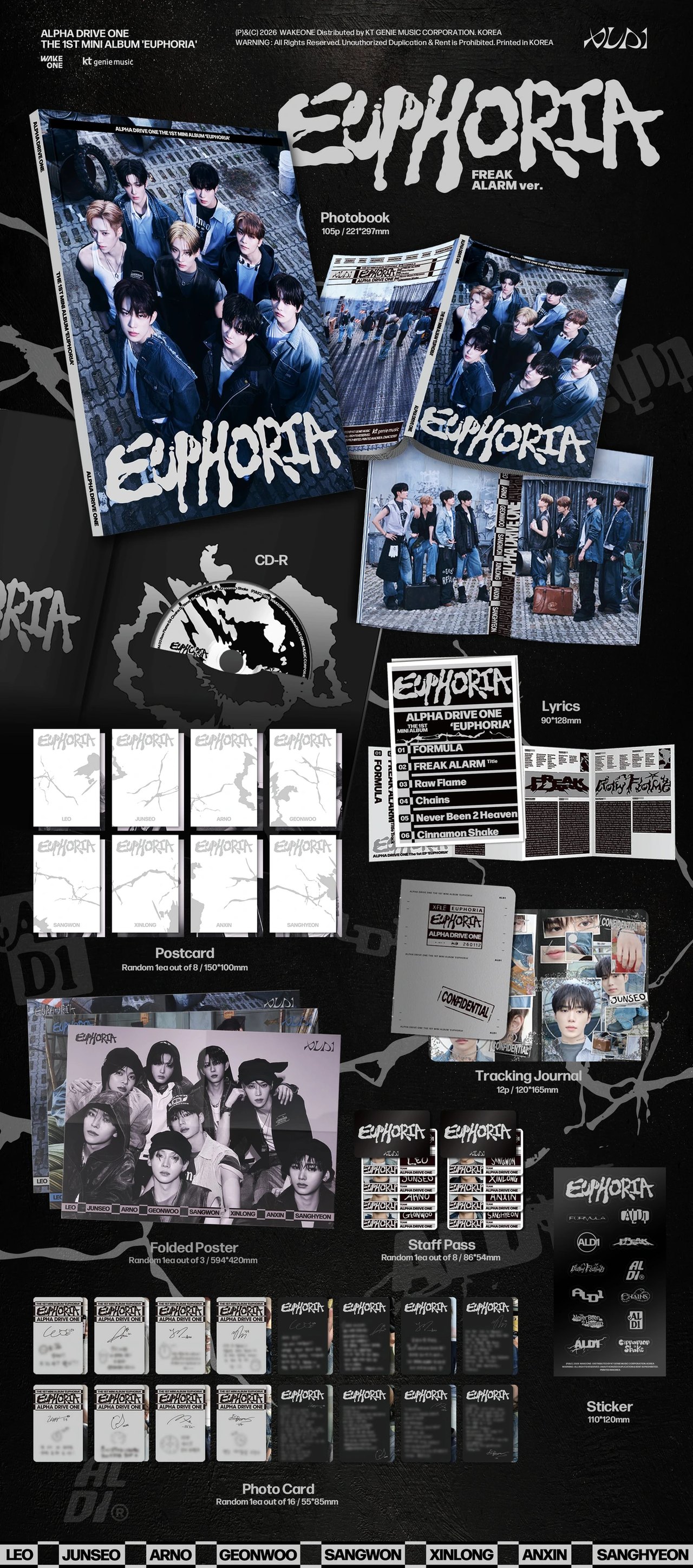 ALPHA DRIVE ONE - 1st Mini Album [EUPHORIA] FREAK ALARM Ver. — 2