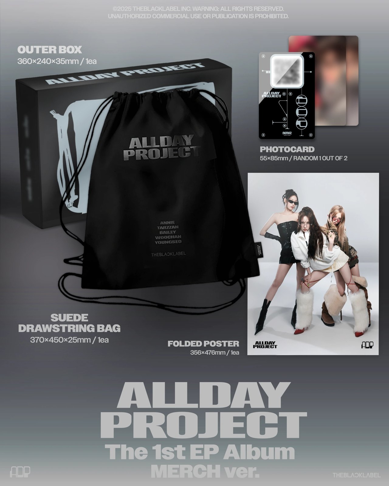 ALLDAY PROJECT - 1st EP Album [ALLDAY PROJECT] MERCH Ver. (SUEDE DRAWSTRING BAG Ver.) — 2