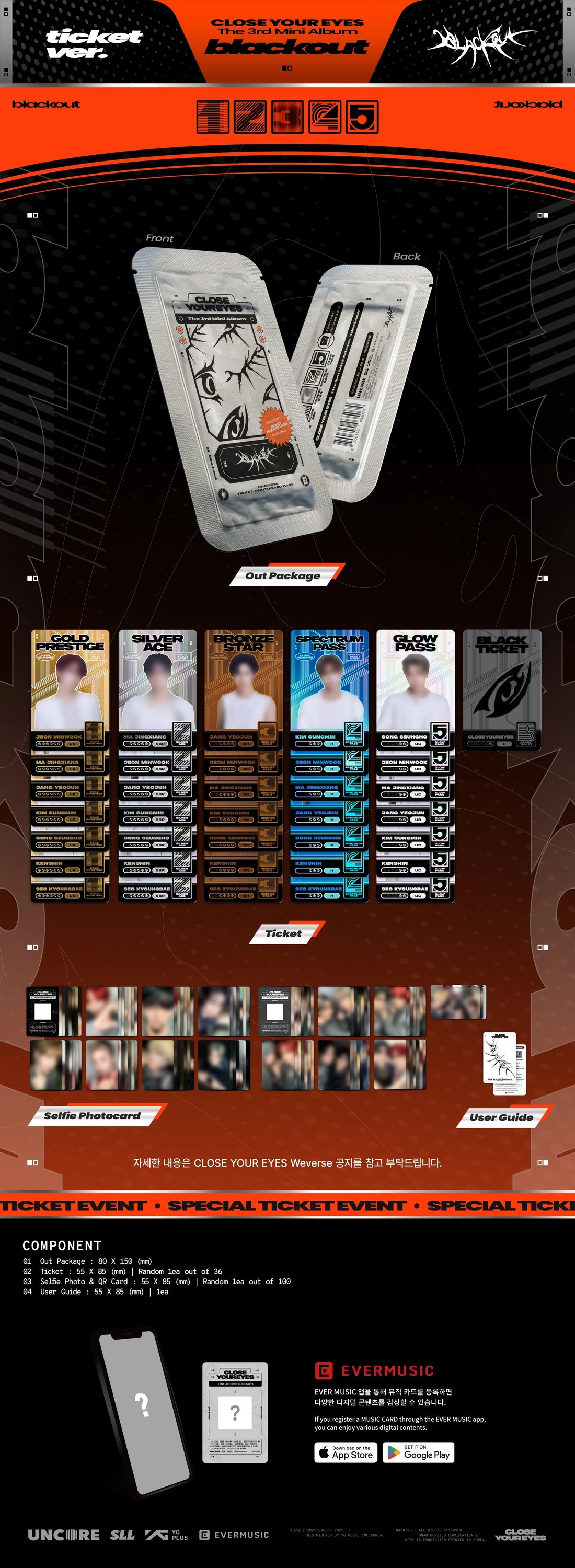 CLOSE YOUR EYES - 3rd Mini Album [blackout] ticket Ver. — 2