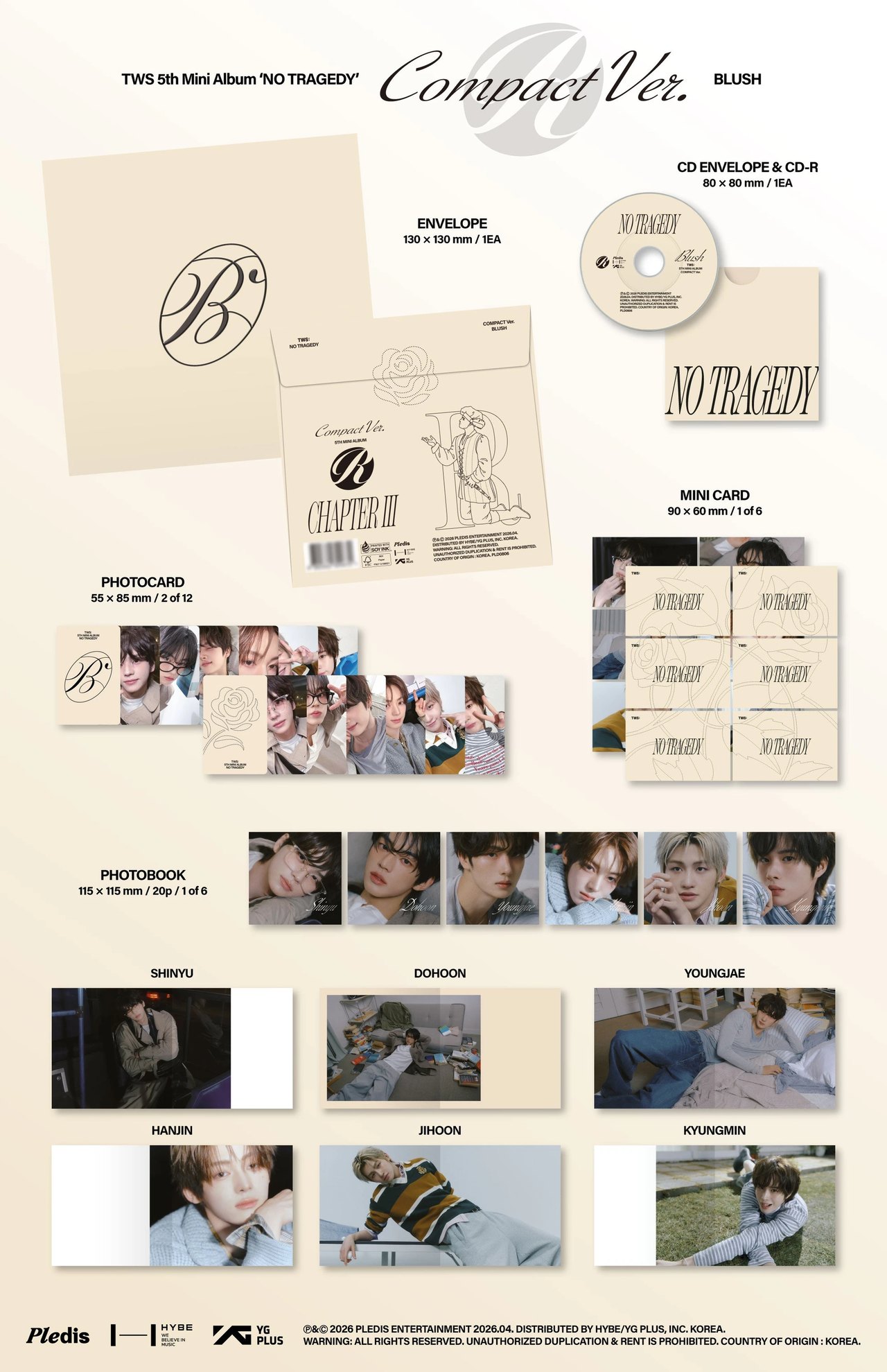 TWS - 5th Mini Album [NO TRAGEDY] COMPACT Ver. (BLUSH) — 2