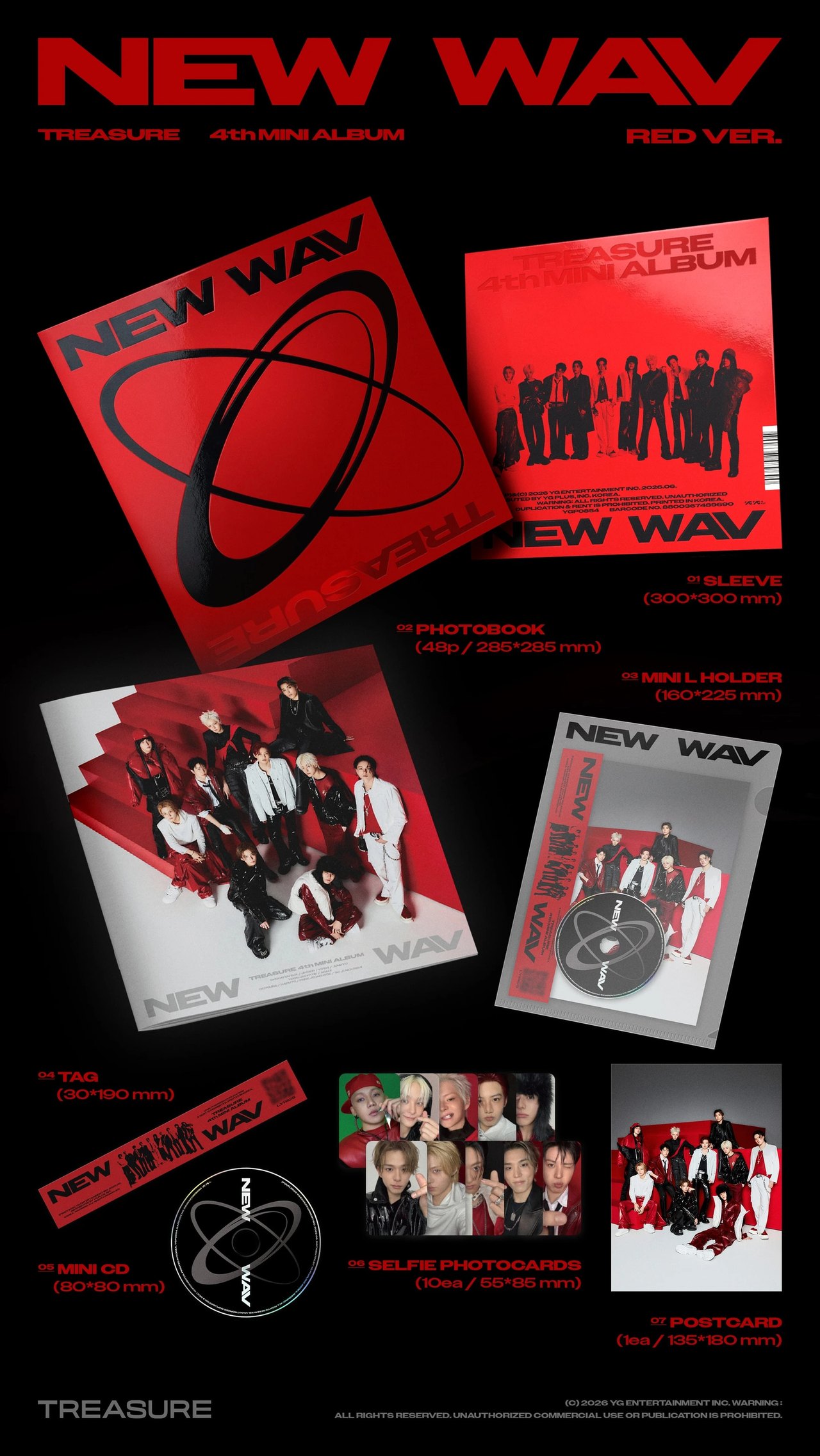 TREASURE - 4th Mini Album [NEW WAV] RED/ICE Ver. — 2