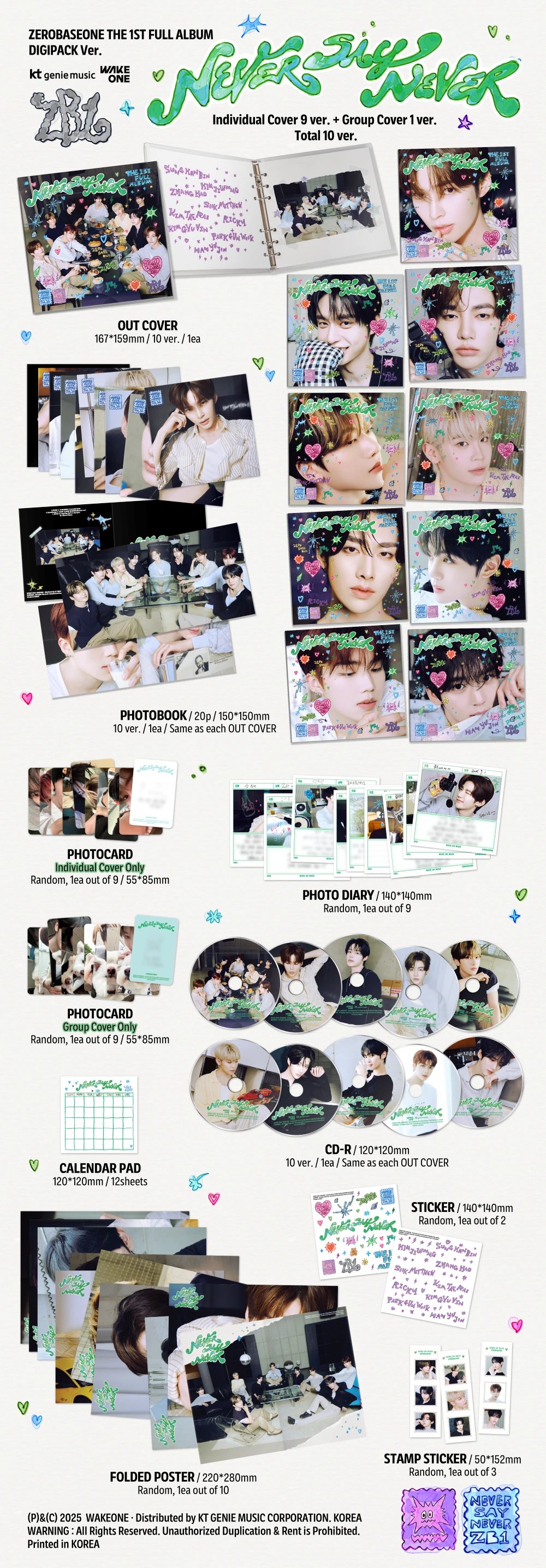 ZEROBASEONE - 1st Full Album [NEVER SAY NEVER] DIGIPACK Ver. — 2