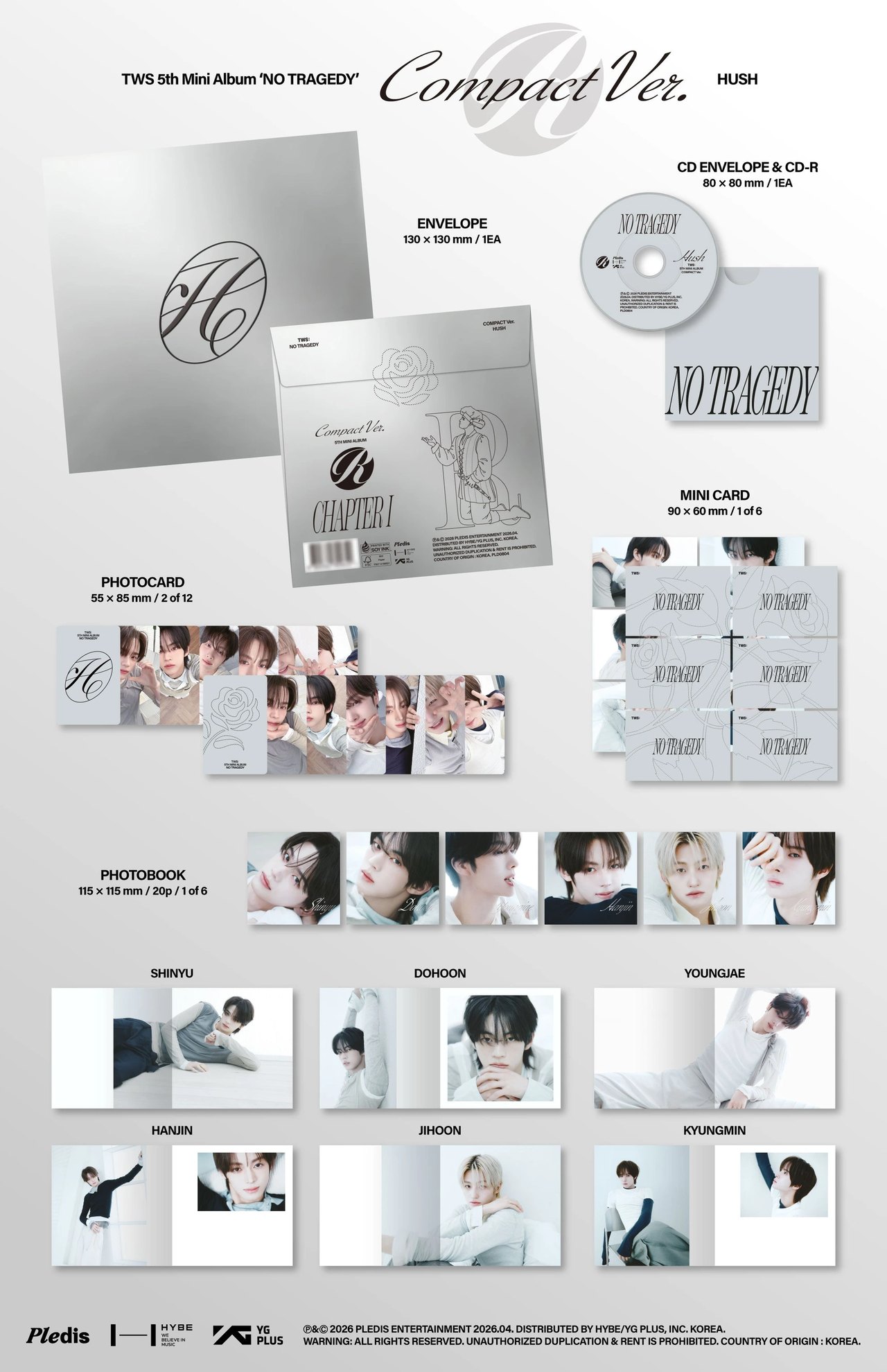 TWS - 5th Mini Album [NO TRAGEDY] COMPACT Ver. (HUSH) — 2
