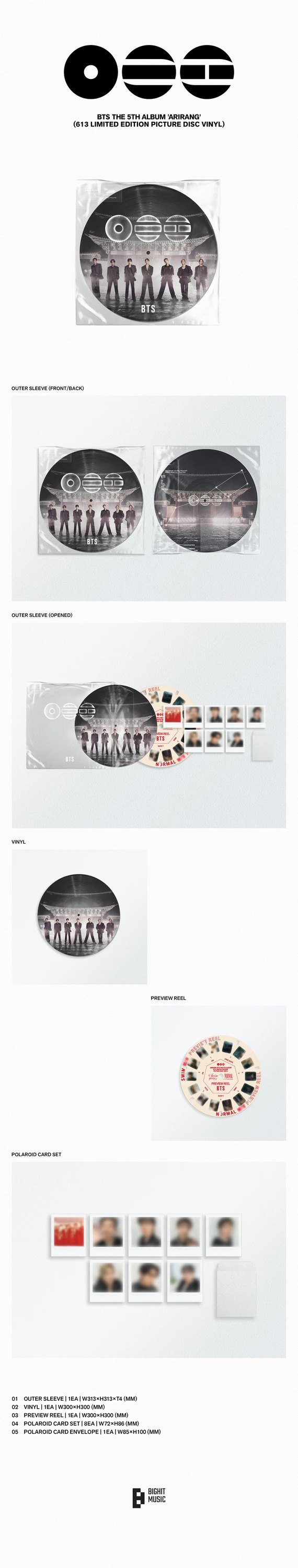 アイドル BTS ARIRANG 613 Limited Edition Vinyl BTS - [ARIRANG] 613 Limited Edition Picture Disc Vinyl | KPOP HOUSE