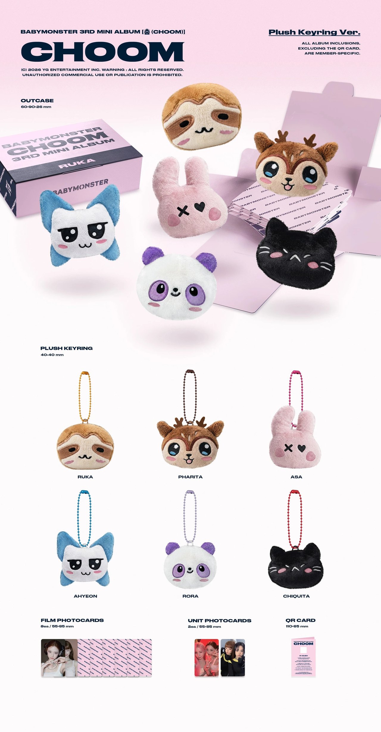 BABYMONSTER - 3rd Mini Album [춤 (CHOOM)] Plush Keyring Ver. — 2