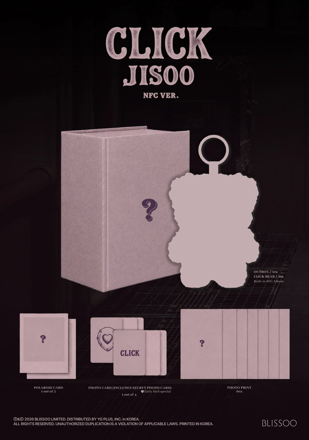 JISOO - Single Album [CLICK] CLICK BABY BEAR NFC Ver. — 2