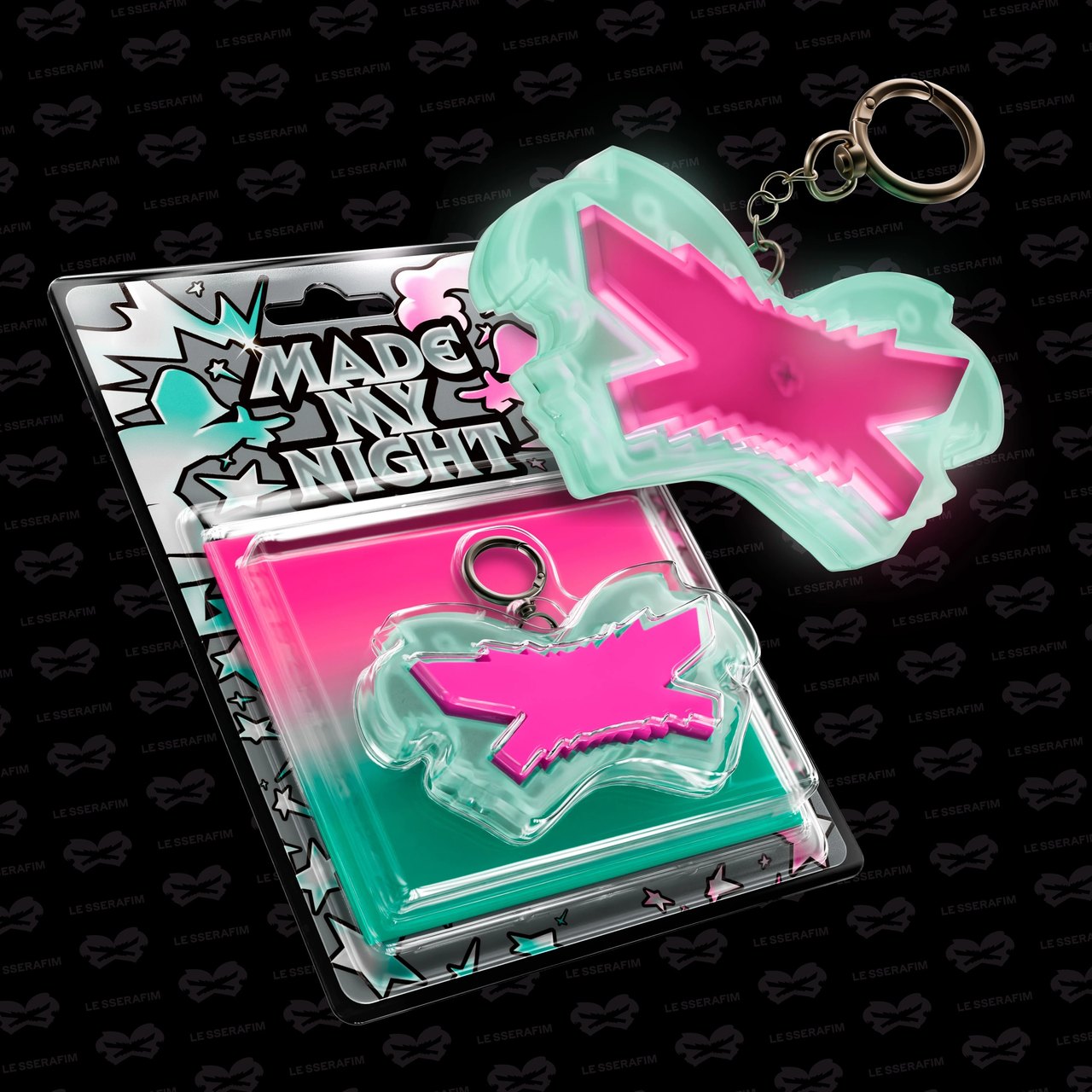 LE SSERAFIM - 2nd Single Album [Made My Night] Glow Clicker Keychain (Pink Ver.)