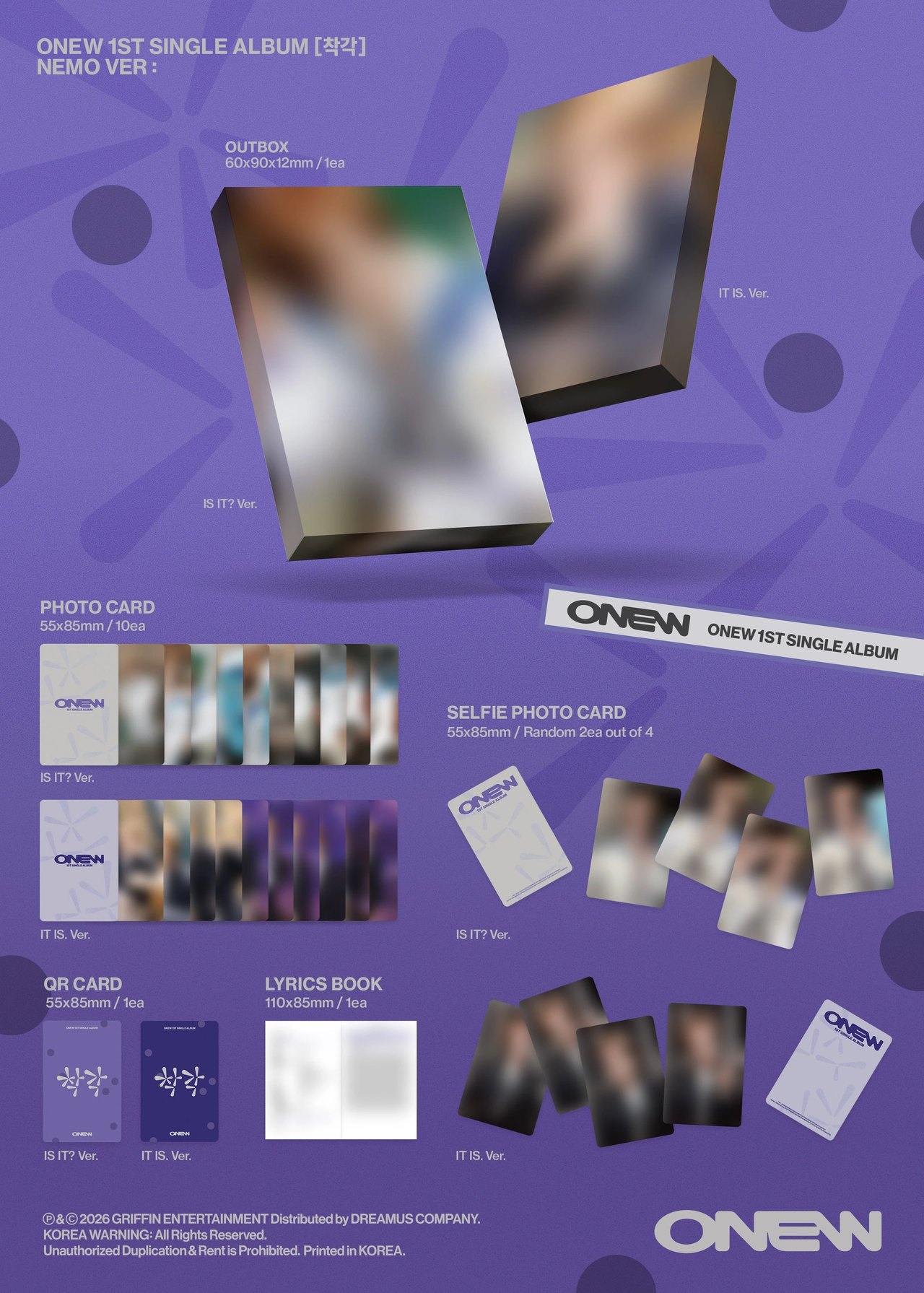 ONEW - 1st Single Album [착각] IT IS. Ver. (NEMO Ver.) — 2