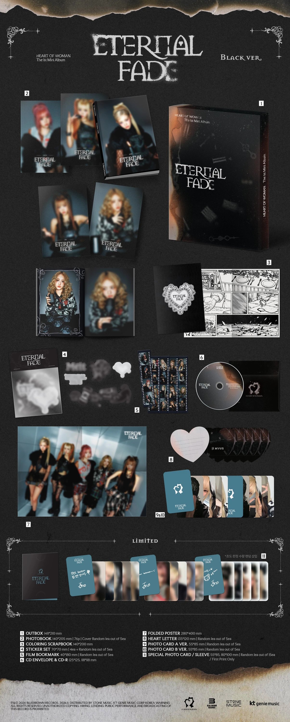 HEART OF WOMAN - 1st Mini Album [ETERNAL FADE] Black Ver. — 2