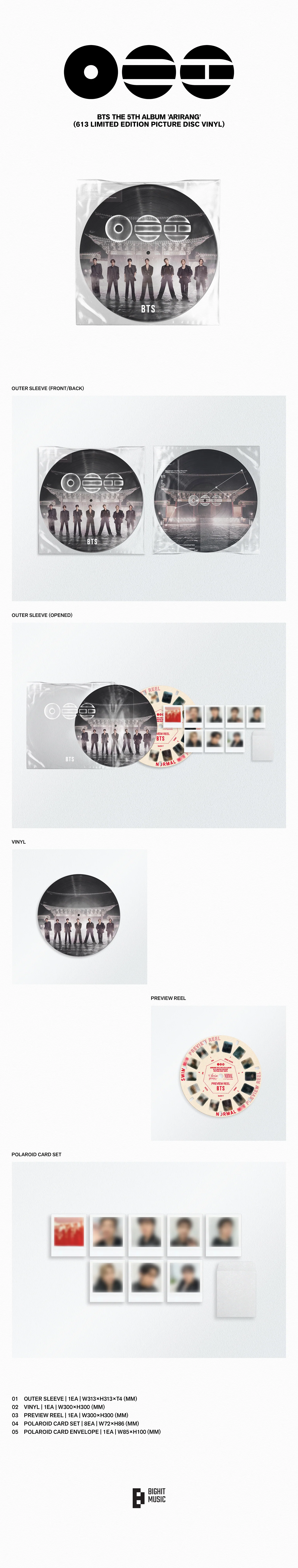 【BTS】ARIRANG 613 Vinyl ポラロイドカード　８枚セット BTS】ARIRANG 613 Vinyl ポラロイドカード8枚セット BTS - [ARIRANG