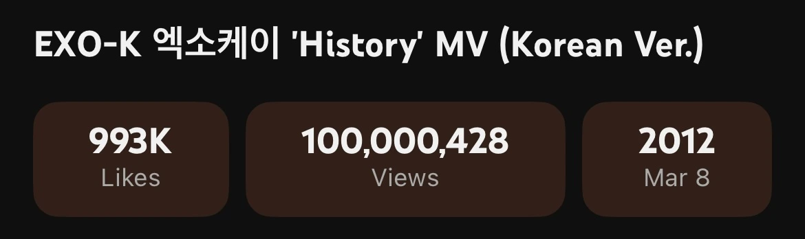 EXO-K’s ‘History’ Music Video Reaches 100 Million YouTube Views